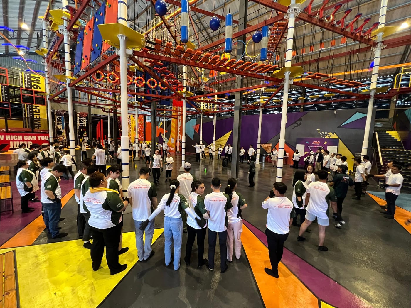 Team briefing at an indoor adventure park, 2025 team building